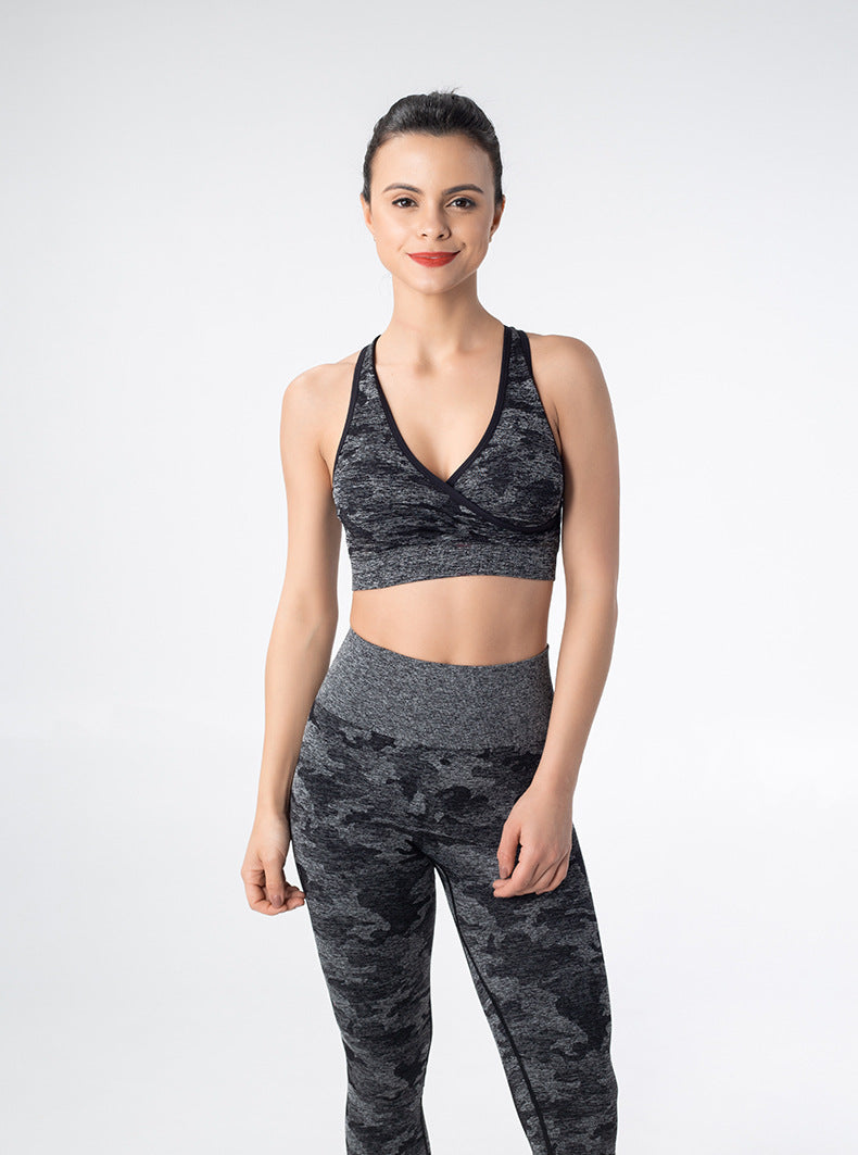 Seamless Camouflage Sports Bra for Yoga and Running