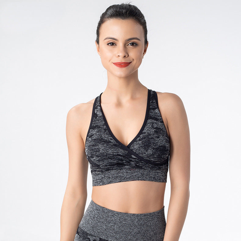 Seamless Camouflage Sports Bra for Yoga and Running