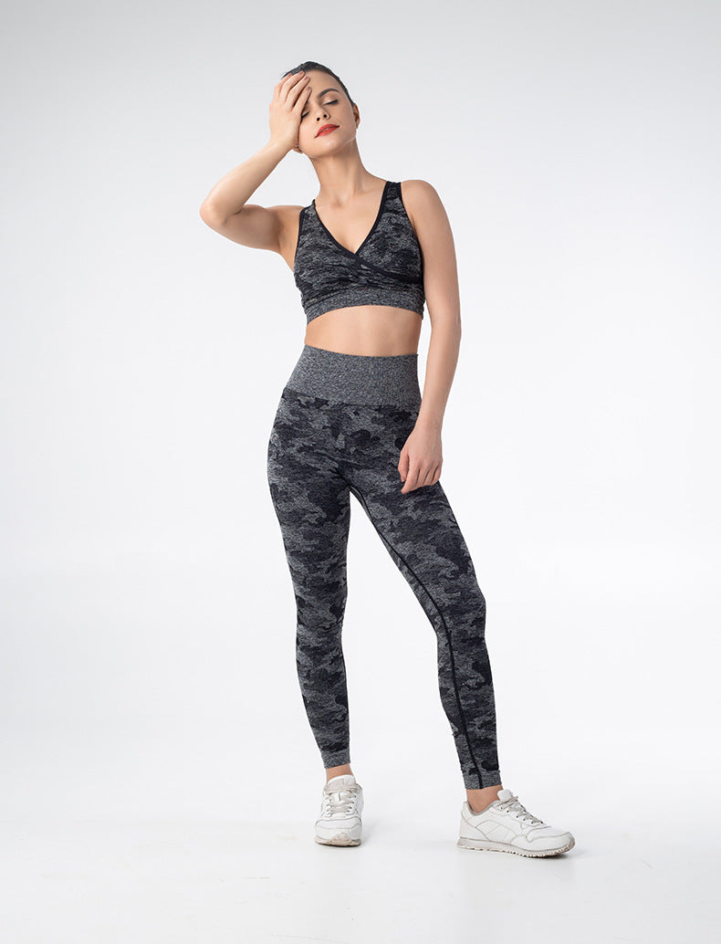 Seamless Camouflage Sports Bra for Yoga and Running