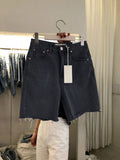 High-Waist Distressed Denim Shorts