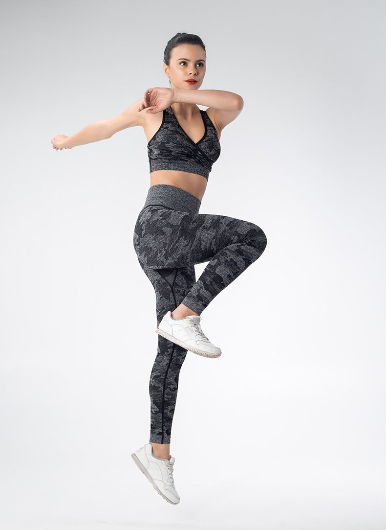 Seamless Camouflage Sports Bra for Yoga and Running