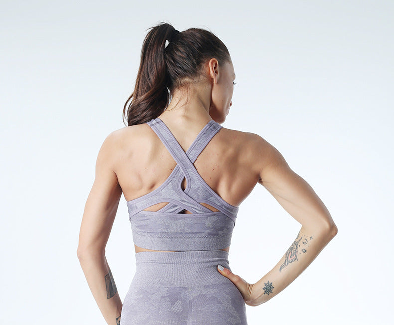 Seamless Camouflage Sports Bra for Yoga and Running