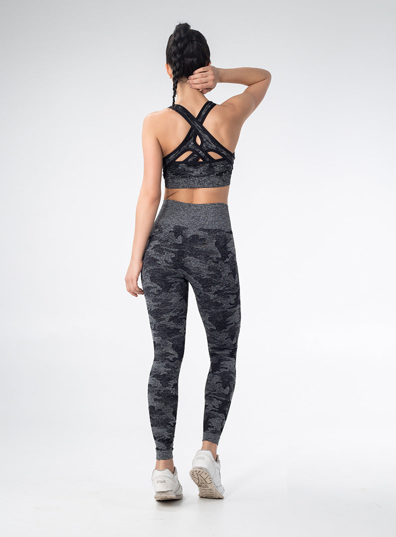 Seamless Camouflage Sports Bra for Yoga and Running