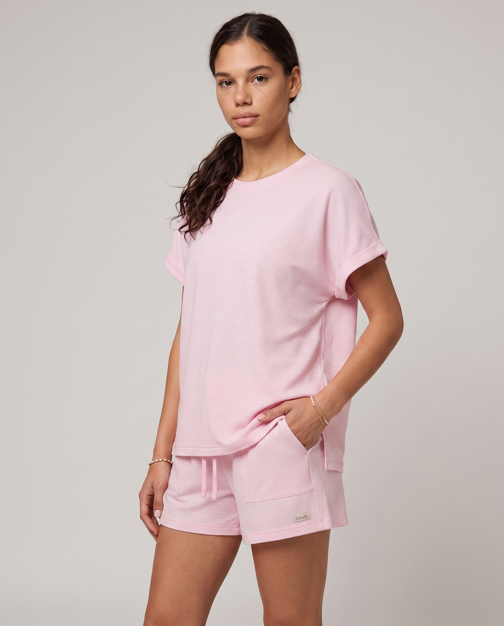 Stripe Oversized Tee & Shorts Set