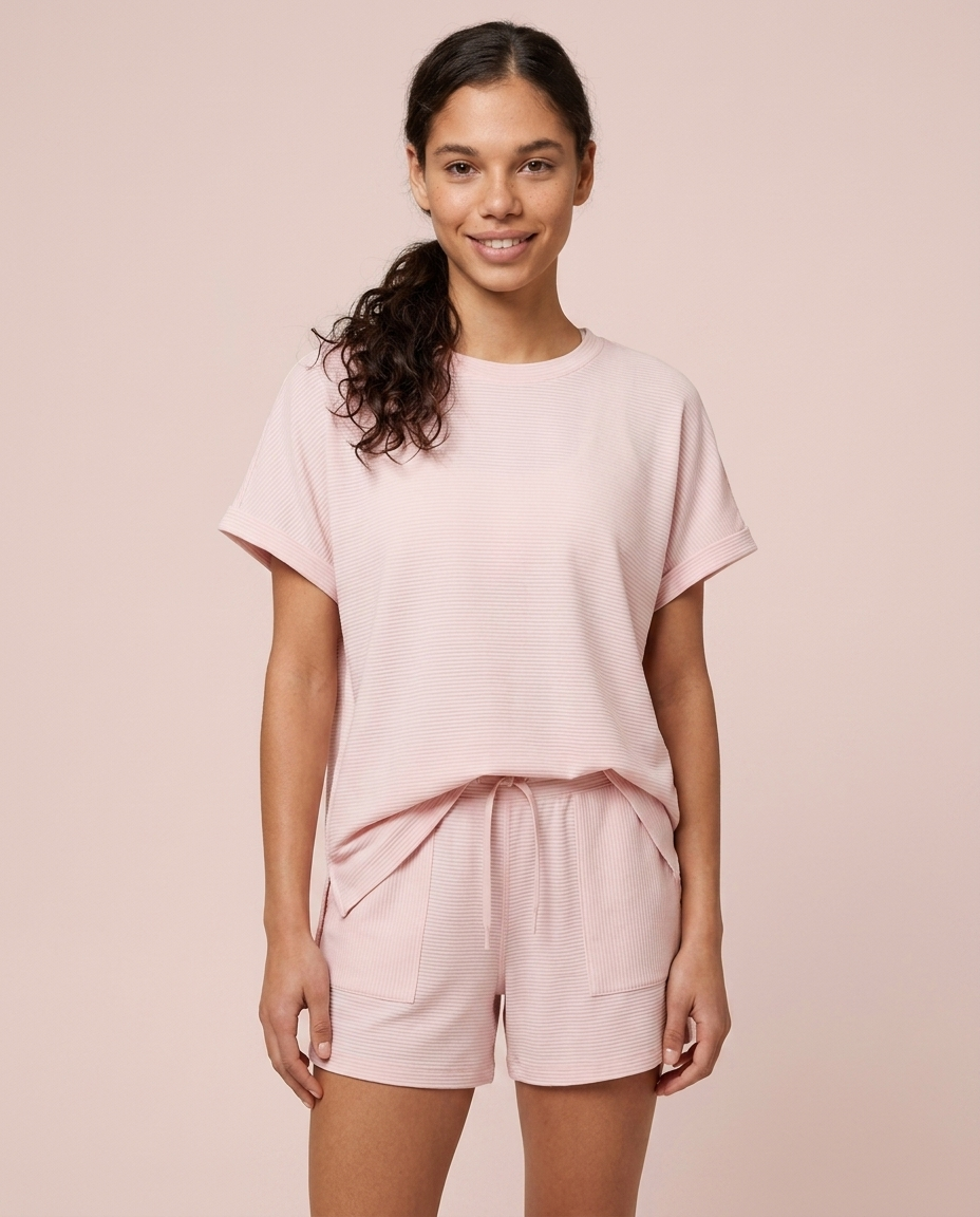 Stripe Oversized Tee & Shorts Set