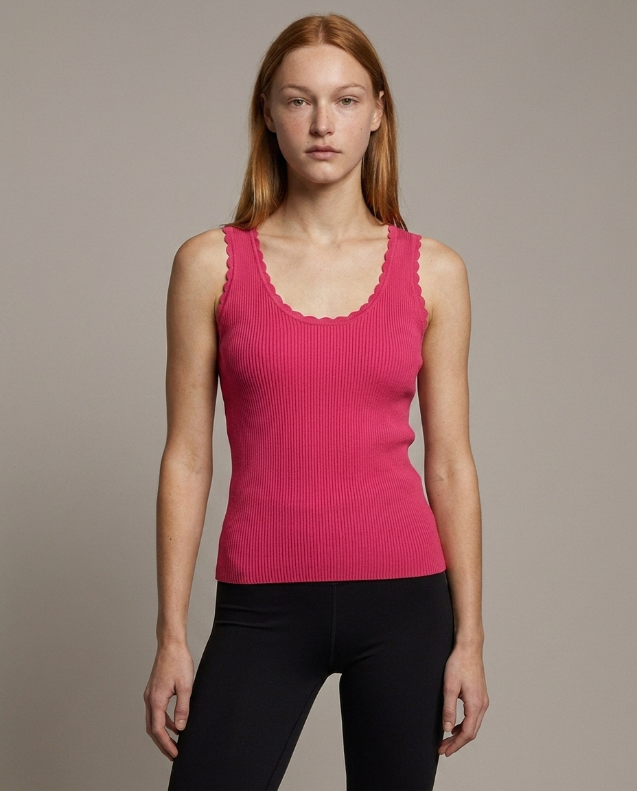 Ribbed Scoop Neck Tank Top
