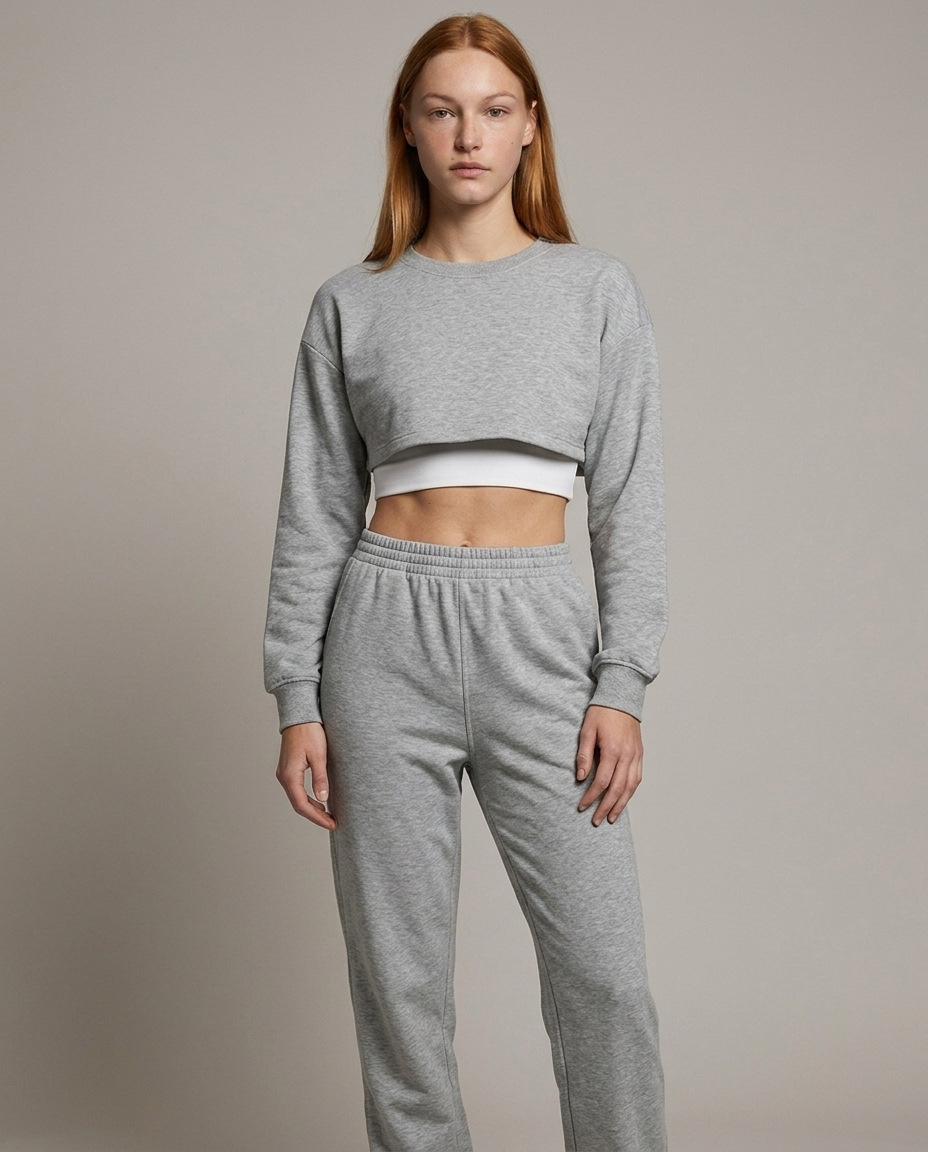 Cropped Sweatshirt and Sweatpants Set