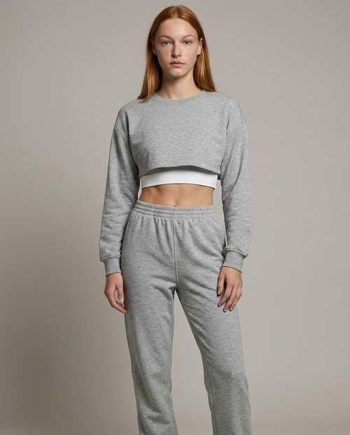 Cropped Sweatshirt and Sweatpants Set