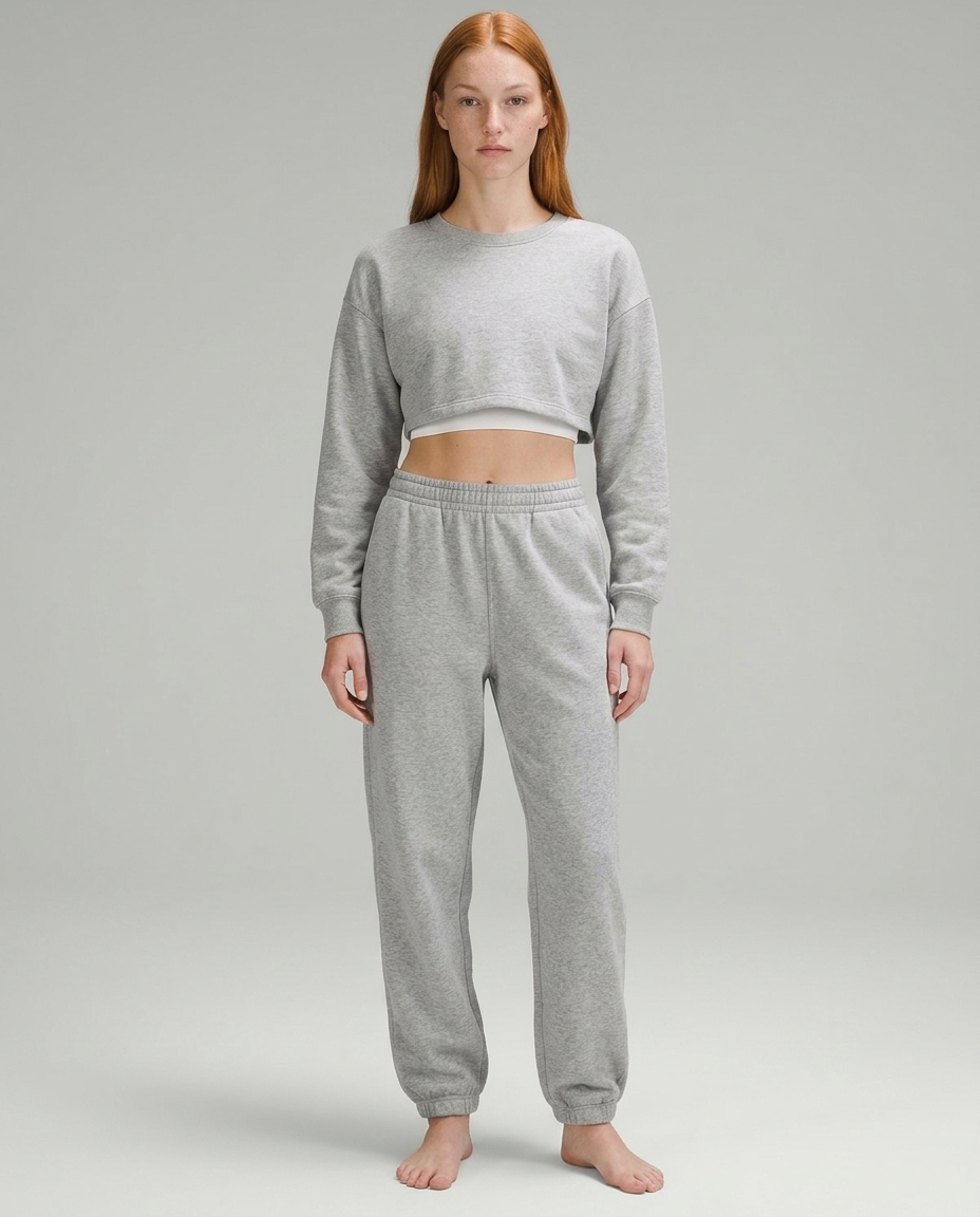 Cropped Sweatshirt and Sweatpants Set