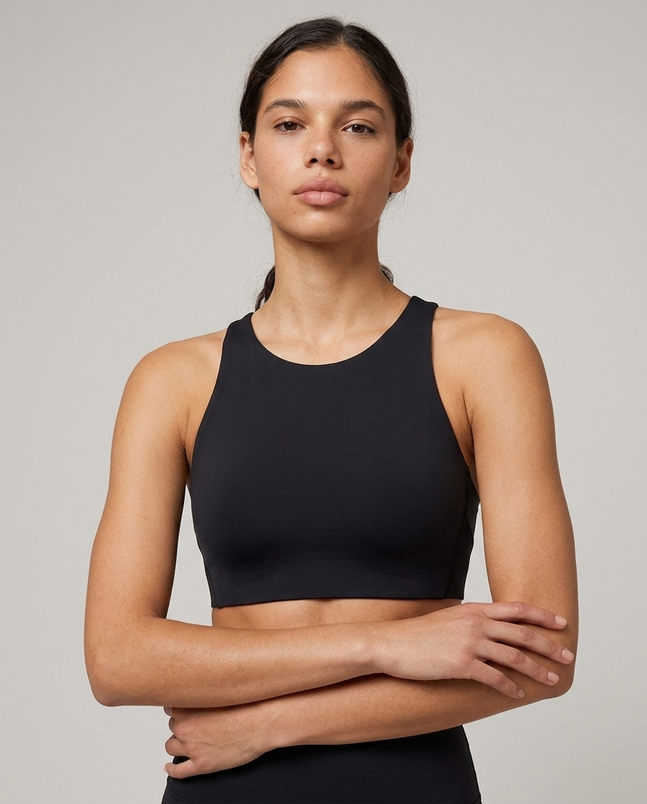 Round Neck Wide Strap Active Bra