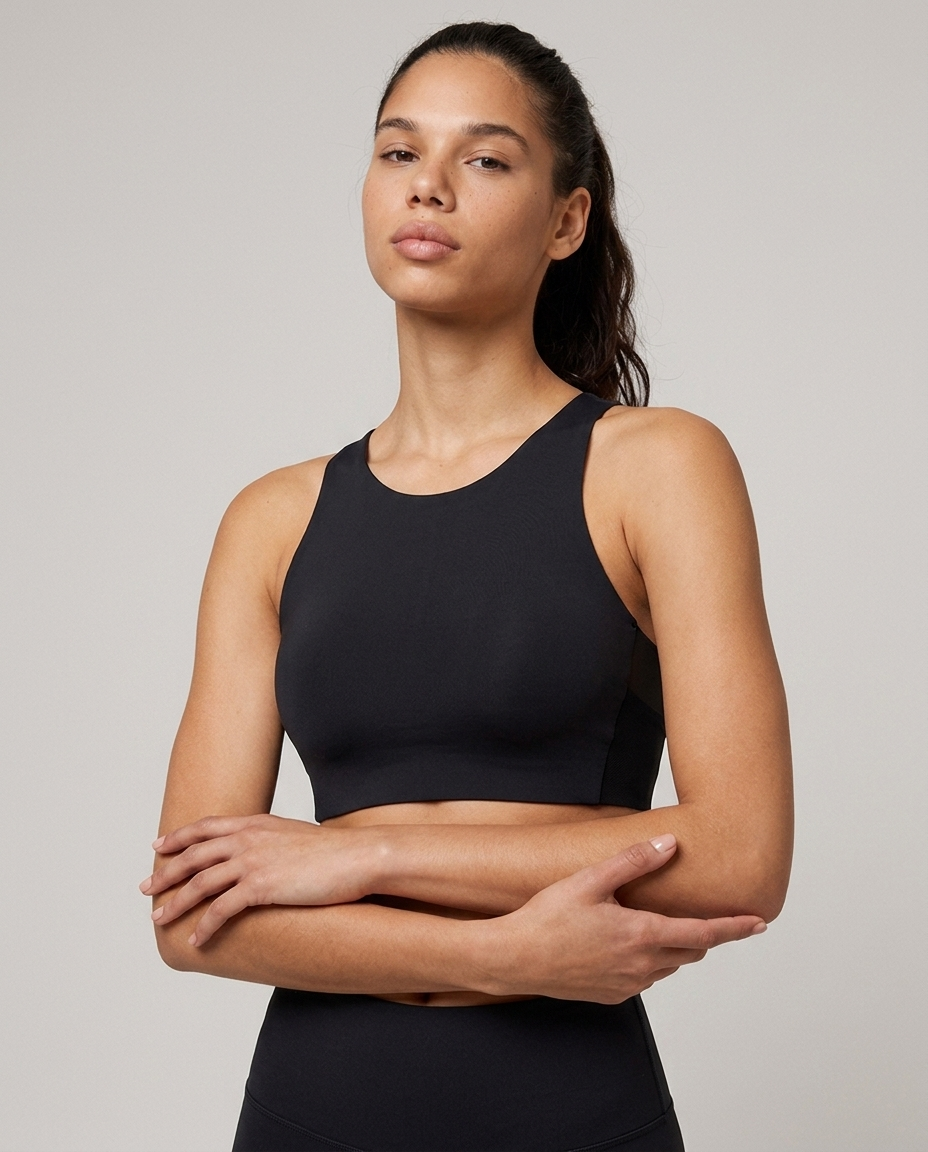 Round Neck Wide Strap Active Bra