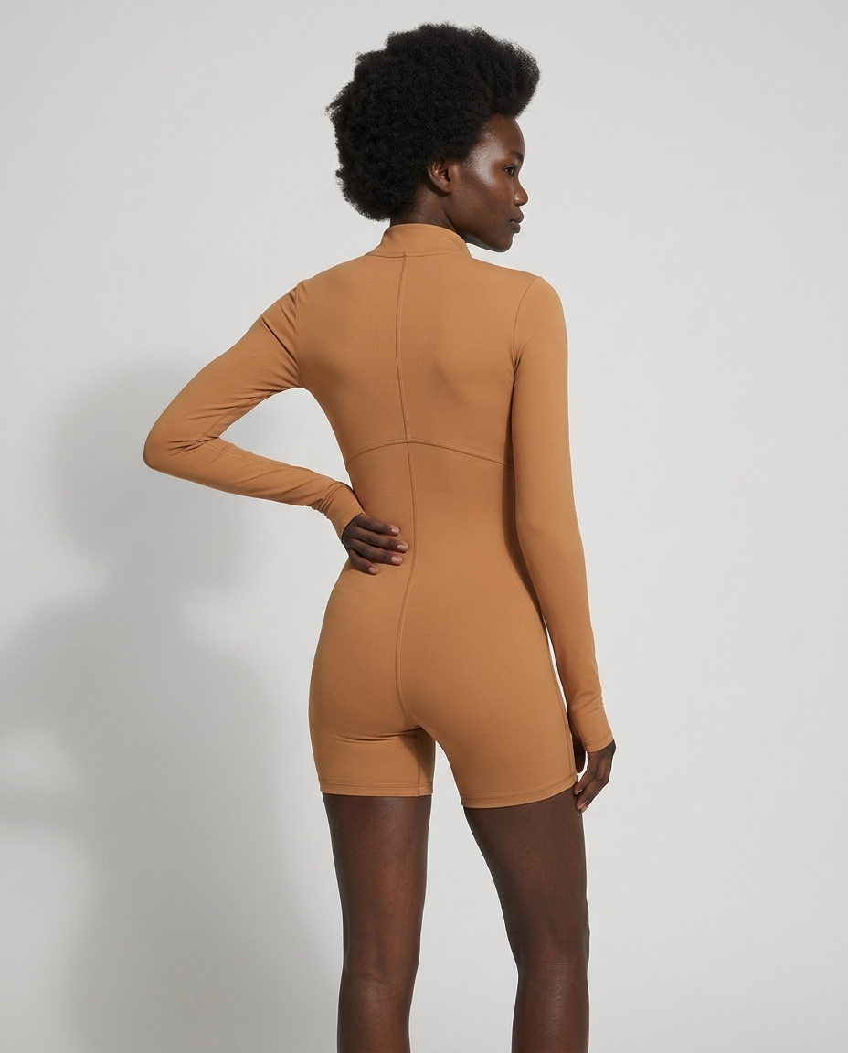 Half Zip Long Sleeve Active Romper
